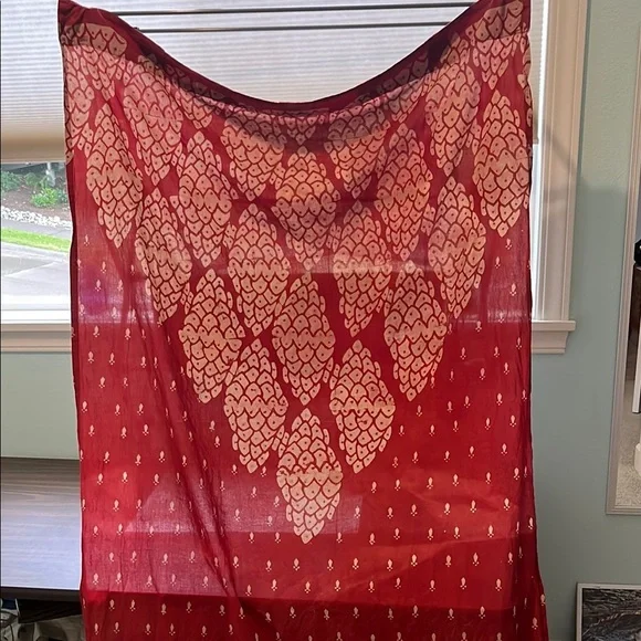 Ich*cha Red and White Patterned Curtain style is Shanti. Block print natural dye - Picture 1 of 10